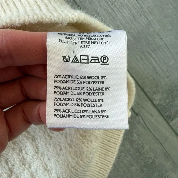 Free People Herringbone Stitch Kimono Cardigan Ivory Oversized Slouchy Small - Picture 8 of 14